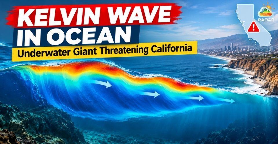 A Subsurface Kelvin Wave in Ocean Waters Escalates California Flood Risks
