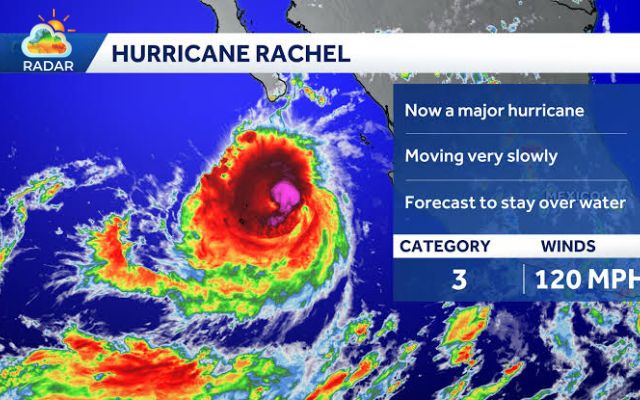 Hurricane Rachel has reached maximum sustained winds of 120 mph