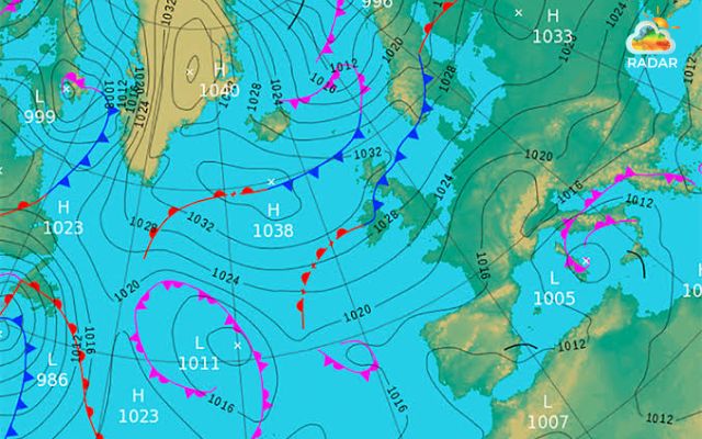 Pressure radar map combines barometric pressure and weather radar layer