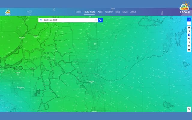 A wind radar map on GoWeatherRadar