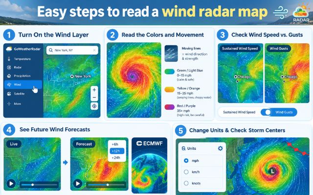 Easily check the wind radar map on GoWeatherRadar