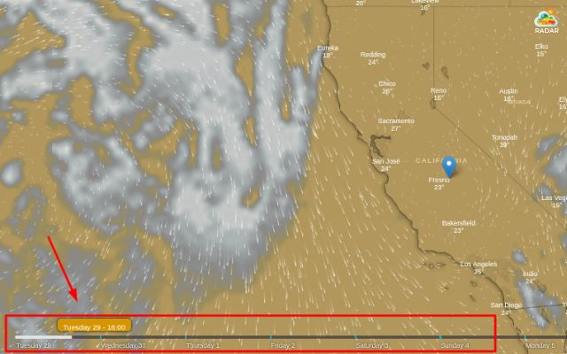 Take advantage of the timeline slider to analyze the cloud accumulation over time