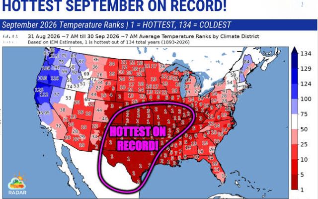 September’s average temperature reached 69.4°F