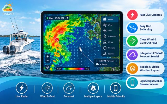 Essential features in a weather radar for boating
