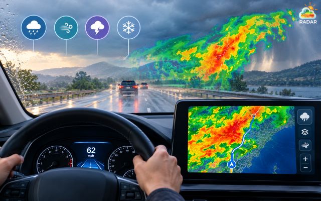 A live weather radar helps you visualize exactly where storm cells are in real time