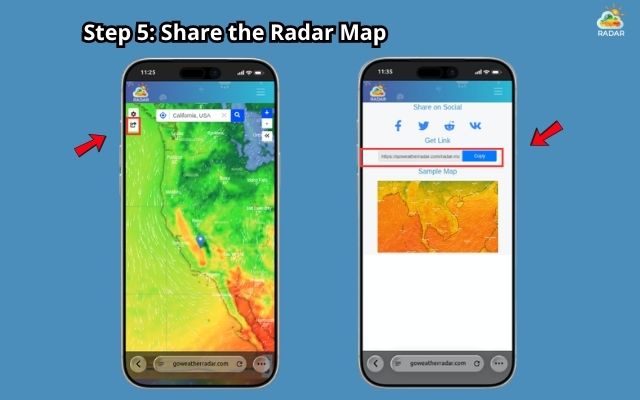 Copy the provided link to share the map