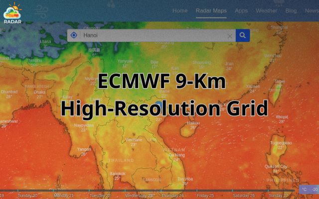 GoWeatherRadar leverages 9 km high-resolution ECMWF model data