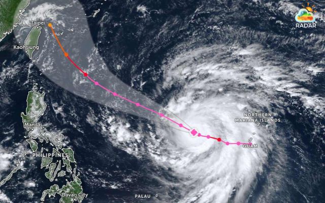 Forecast path of typhoon Champi