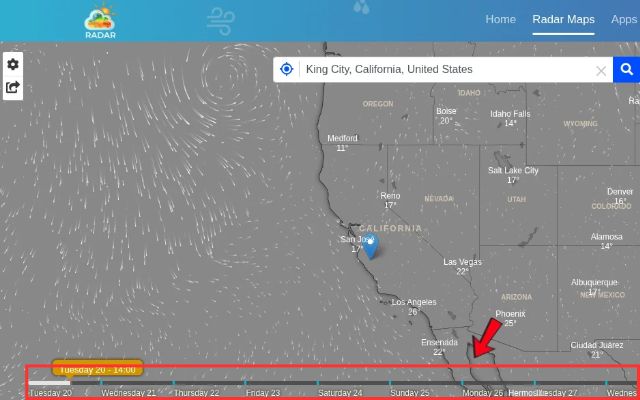 Use the Timeline slider to track weather changes over time