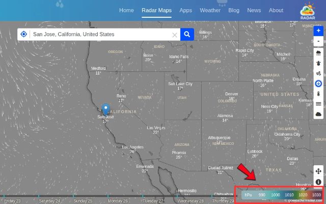 Check the color legend at the bottom of the map