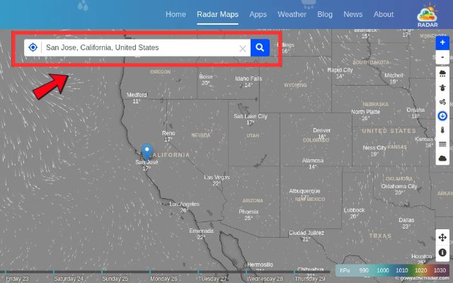 Search for your location in the search bar