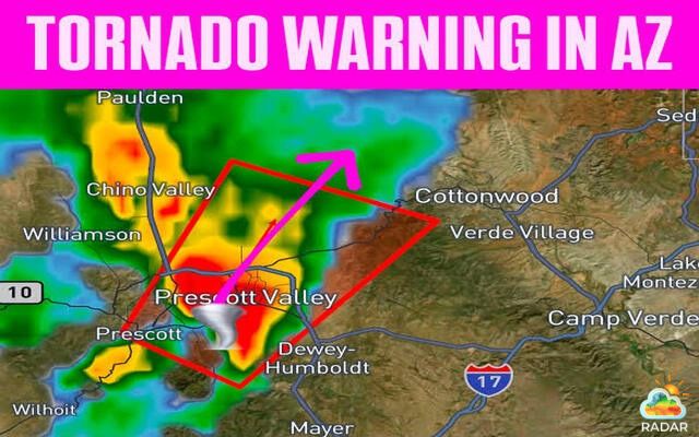 A Tornado Warning is issued in Arizona
