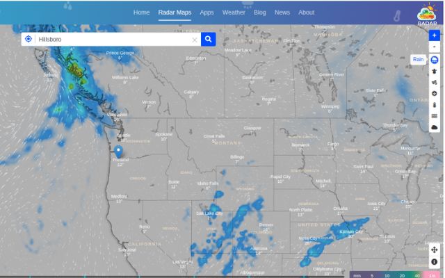 Choose the rain layer on the right sidebar