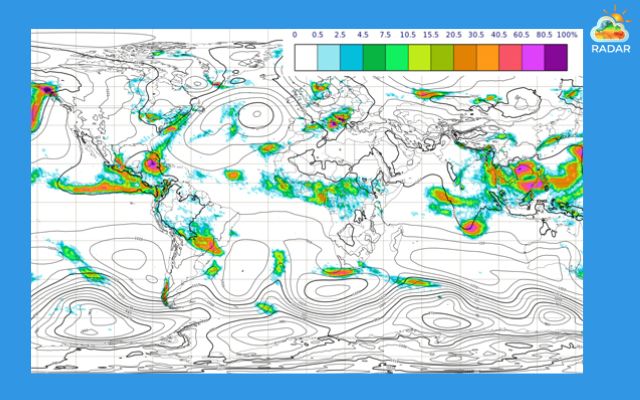 51 distinct ensemble simulations visualizing probabilistic weather scenarios