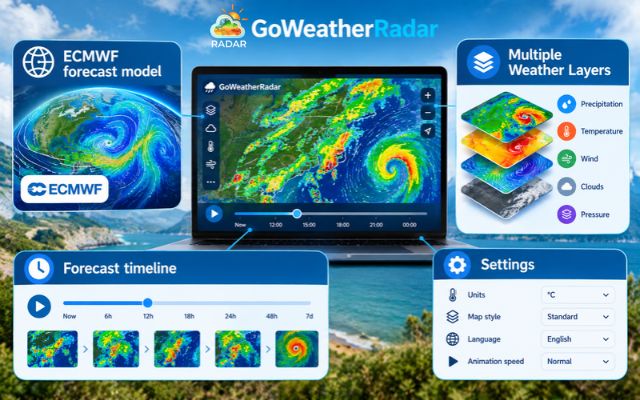 Interactive weather layers help you monitor changing conditions