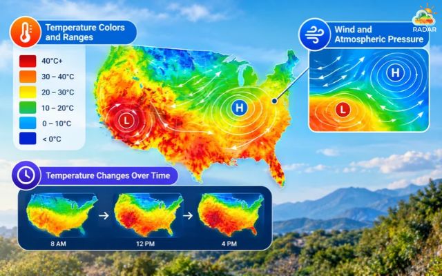 Temperature colors and forecast trends help you understand changing heat conditions