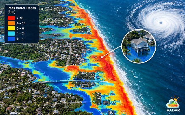 Peak inundation graphics highlight potential ocean water levels