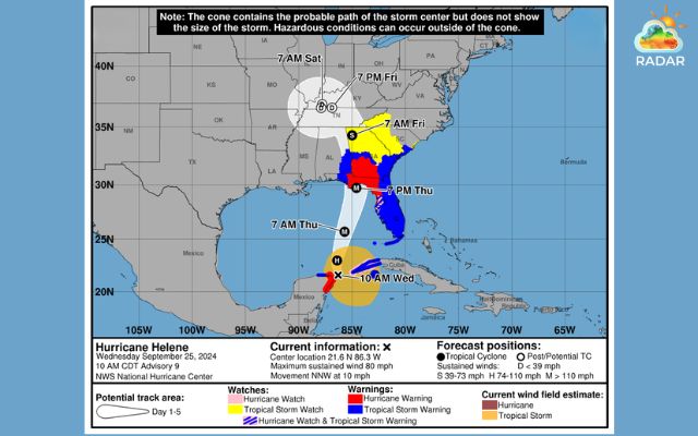 Example of a 5-day track forecast cone (Source: NOAA)