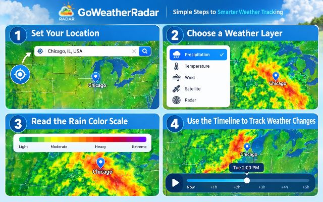 Learn how to navigate the radar map, explore weather layers, and track changing conditions